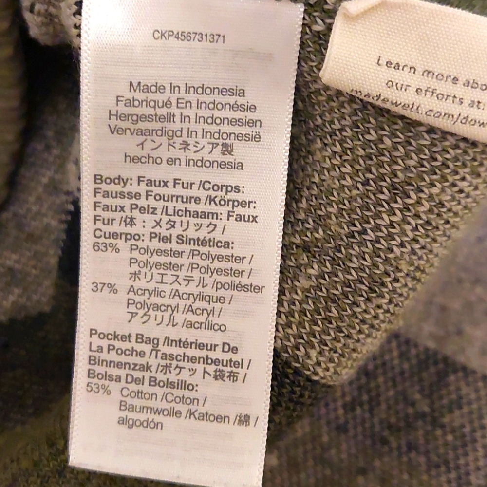 Madewell Olive Plaid Sherpa Popover Tunic Fleece Jacket, Size S - Picture 8 of 10